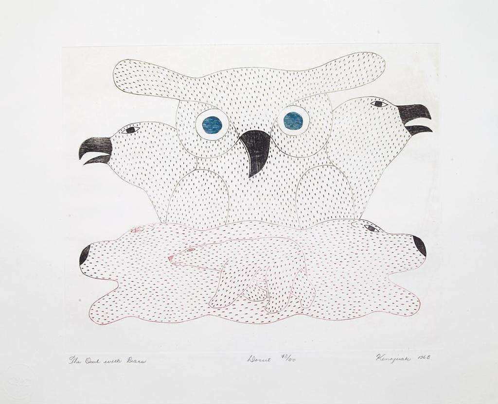 Kenojuak Ashevak (1927-2013) - Owl With Bears
