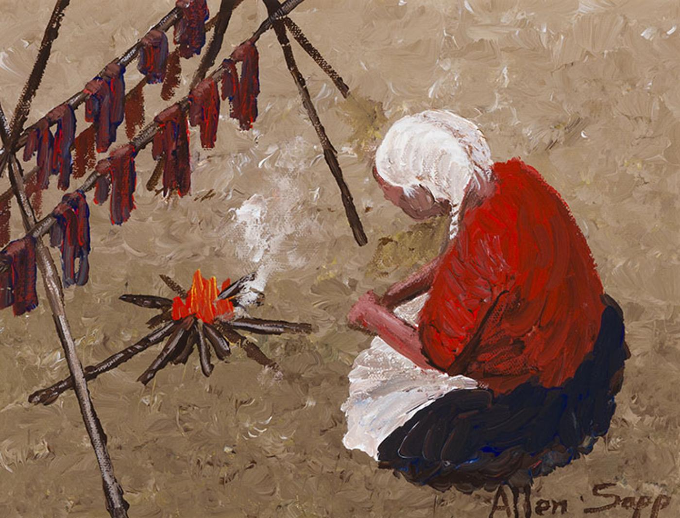 Allen Fredrick Sapp (1929-2015) - Nokum Making Dry Meat