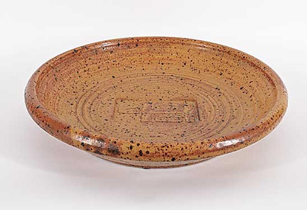 Ceramic Arts Calgary (1957-1977) - Untitled - Large Speckled Bowl with Embossed Symbol