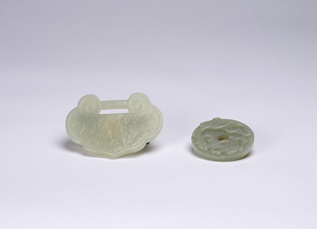 Chinese Art - Two Chinese Pale Celadon Jade Pendants, 19th Century
