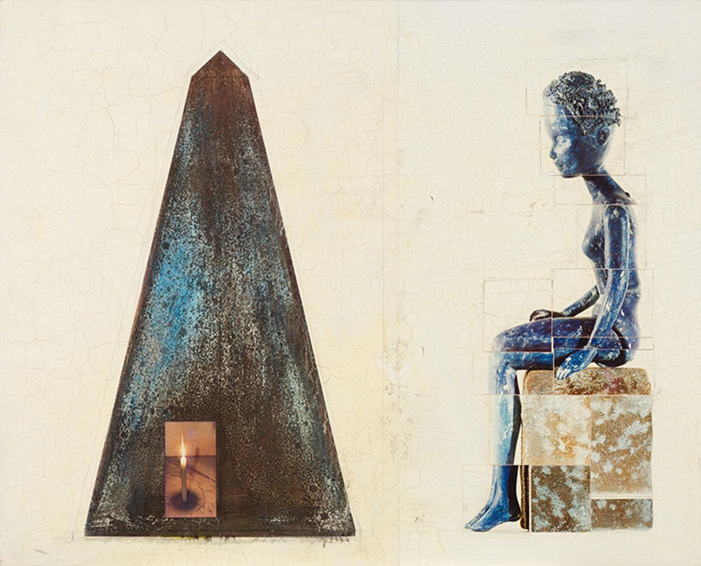 Andre Petterson (1950) - Figure with Obelisk and Candle