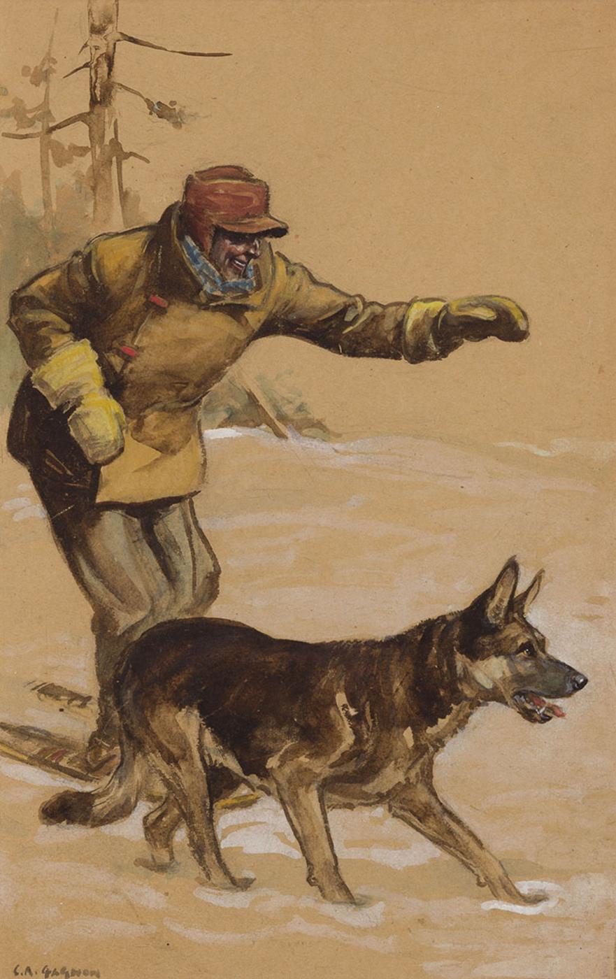 Clarence Alphonse Gagnon (1881-1942) - Trapper with His Dog