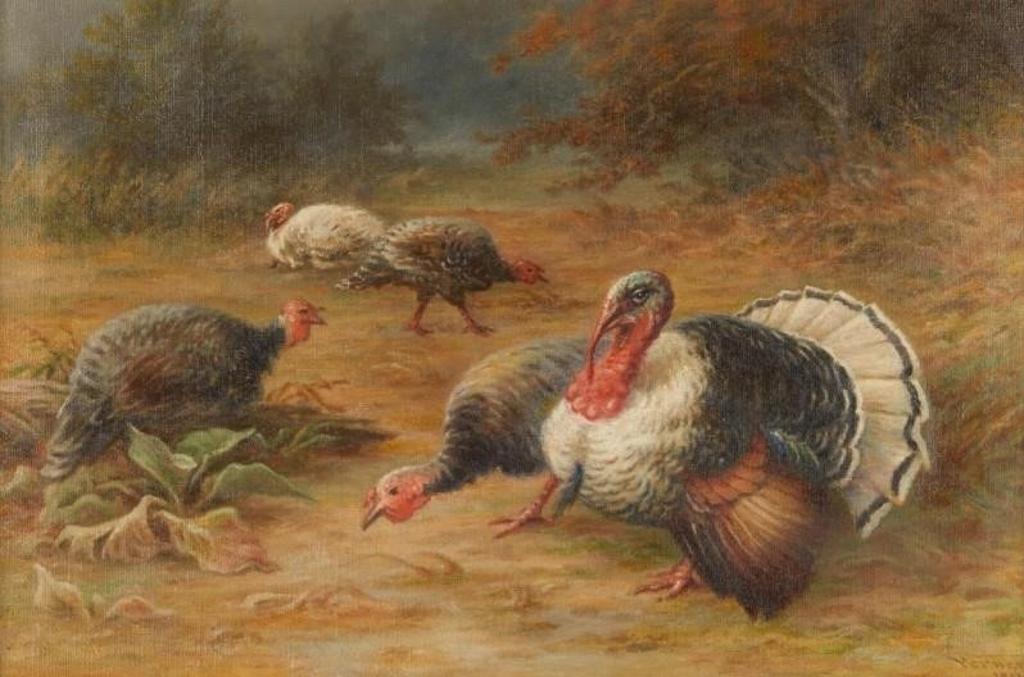 Frederick Arthur Verner (1836-1928) - Wild Turkeys in a Clearing