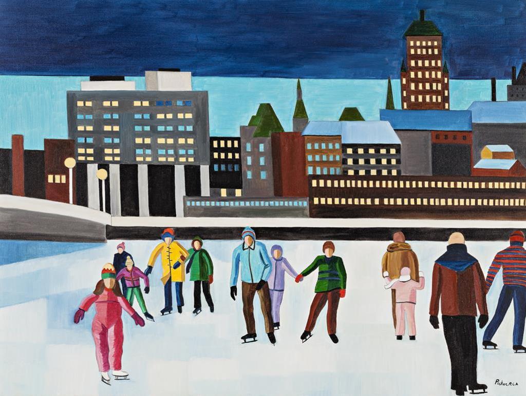 Claude Picher (1927-1998) - Skaters on the Saint-Charles River