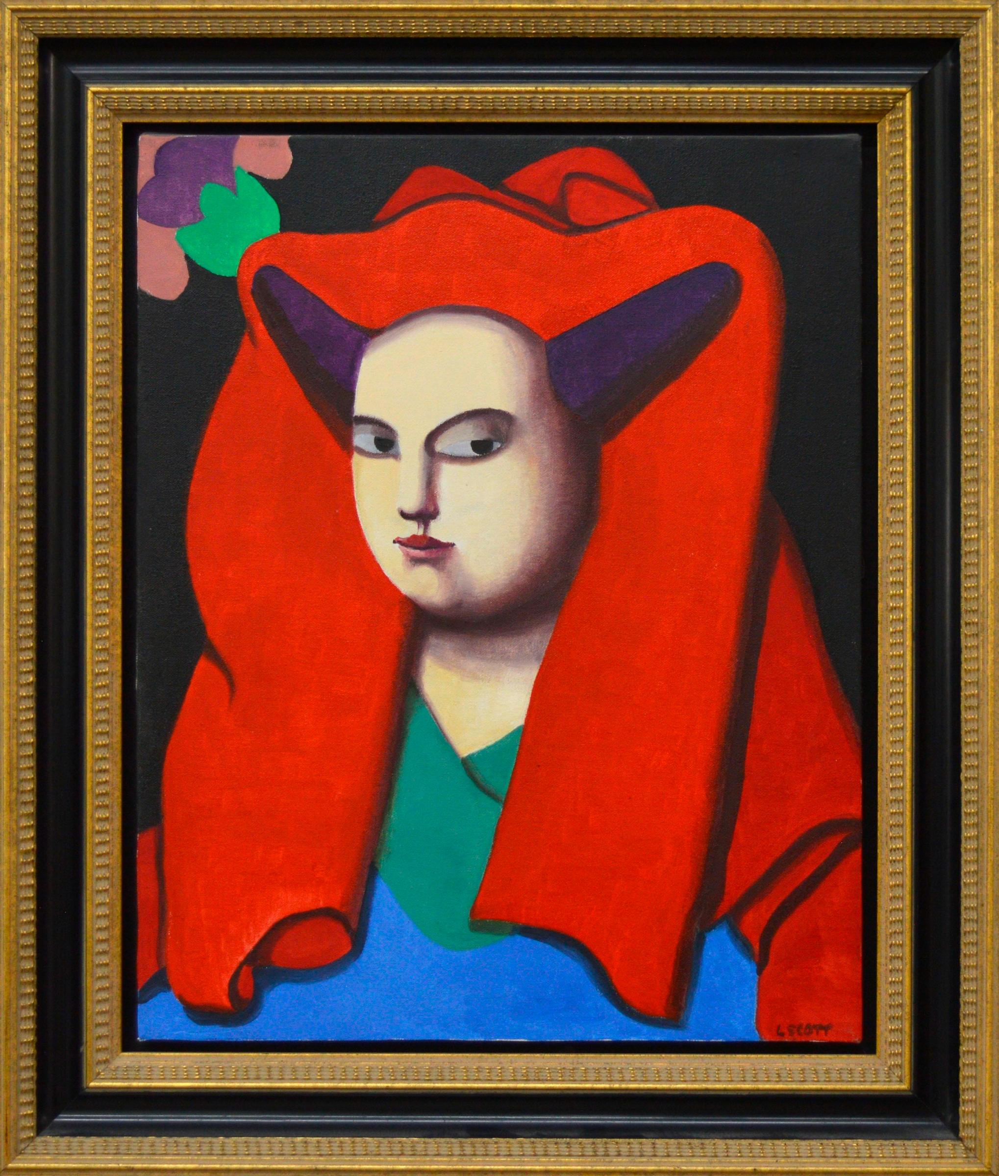 Louise Scott (1936-2007) - Portrait d'une femme avec coiffe