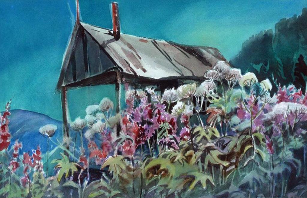 Janet (Holly) B. Middleton (1922-1989) - Alpine Wildflowers And Mountain Cabin