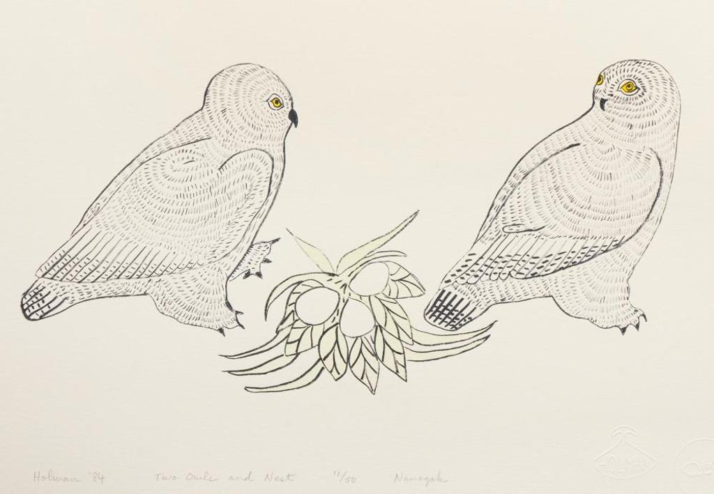 Agnes Nanogak (1925-2001) - Two Owls and Nest