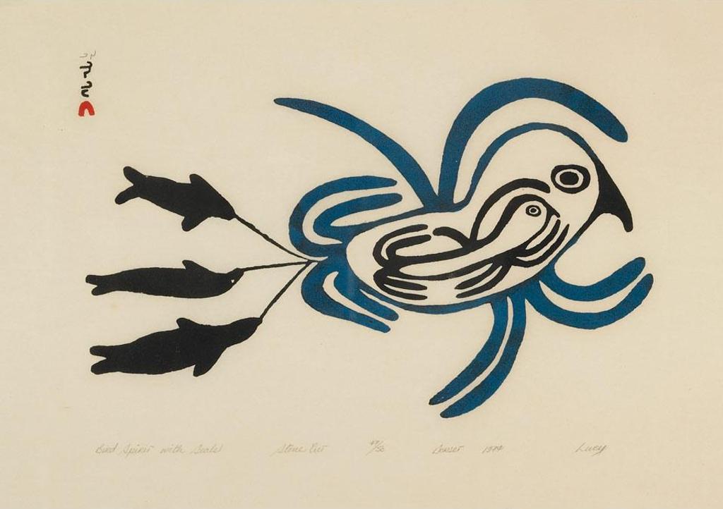 Lucy Qinnuayuak (1915-1982) - Bird Spirit With Seals