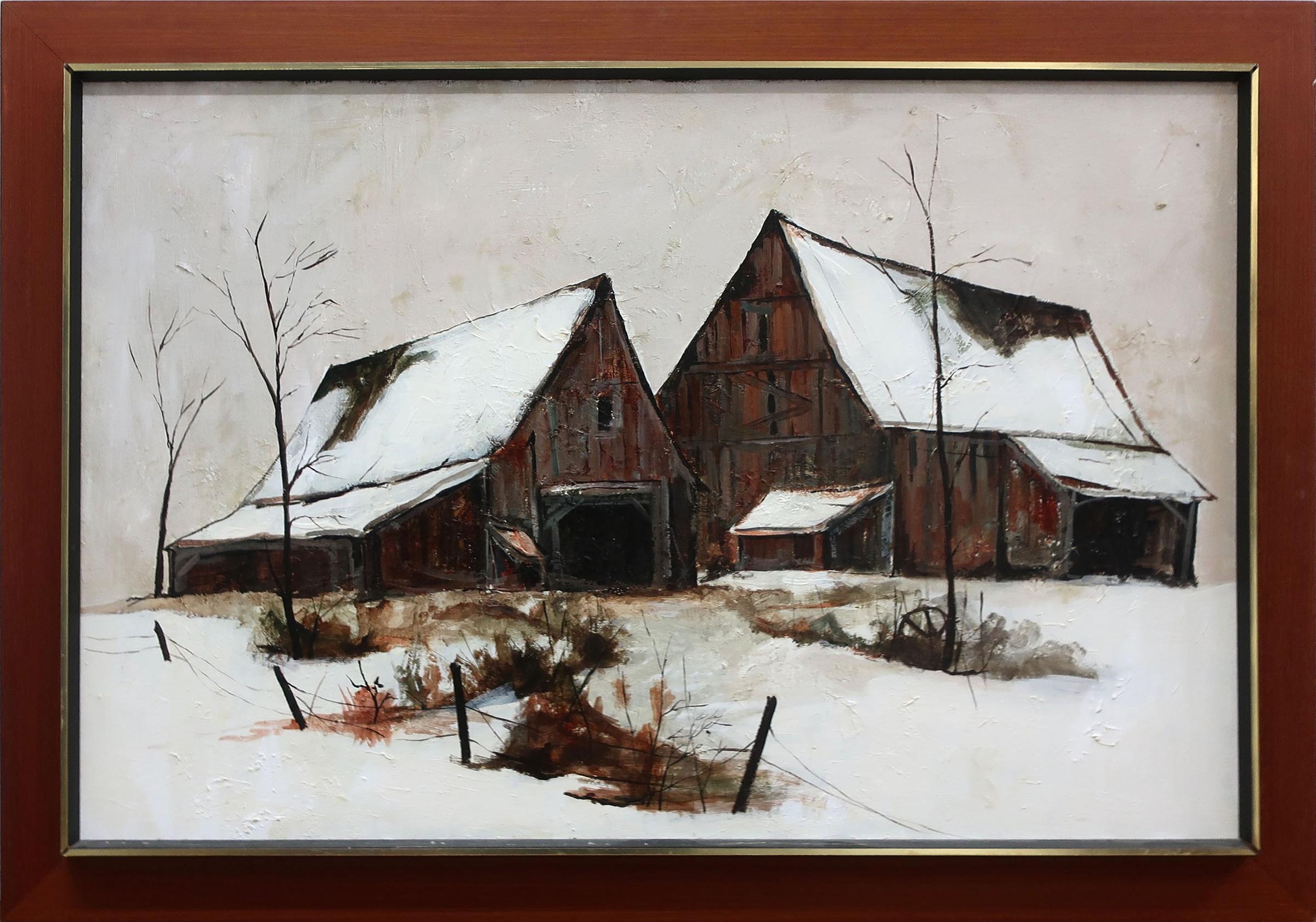 Arto Yuzbasiyan (1948) - Untitled (Old Barns In Winter)