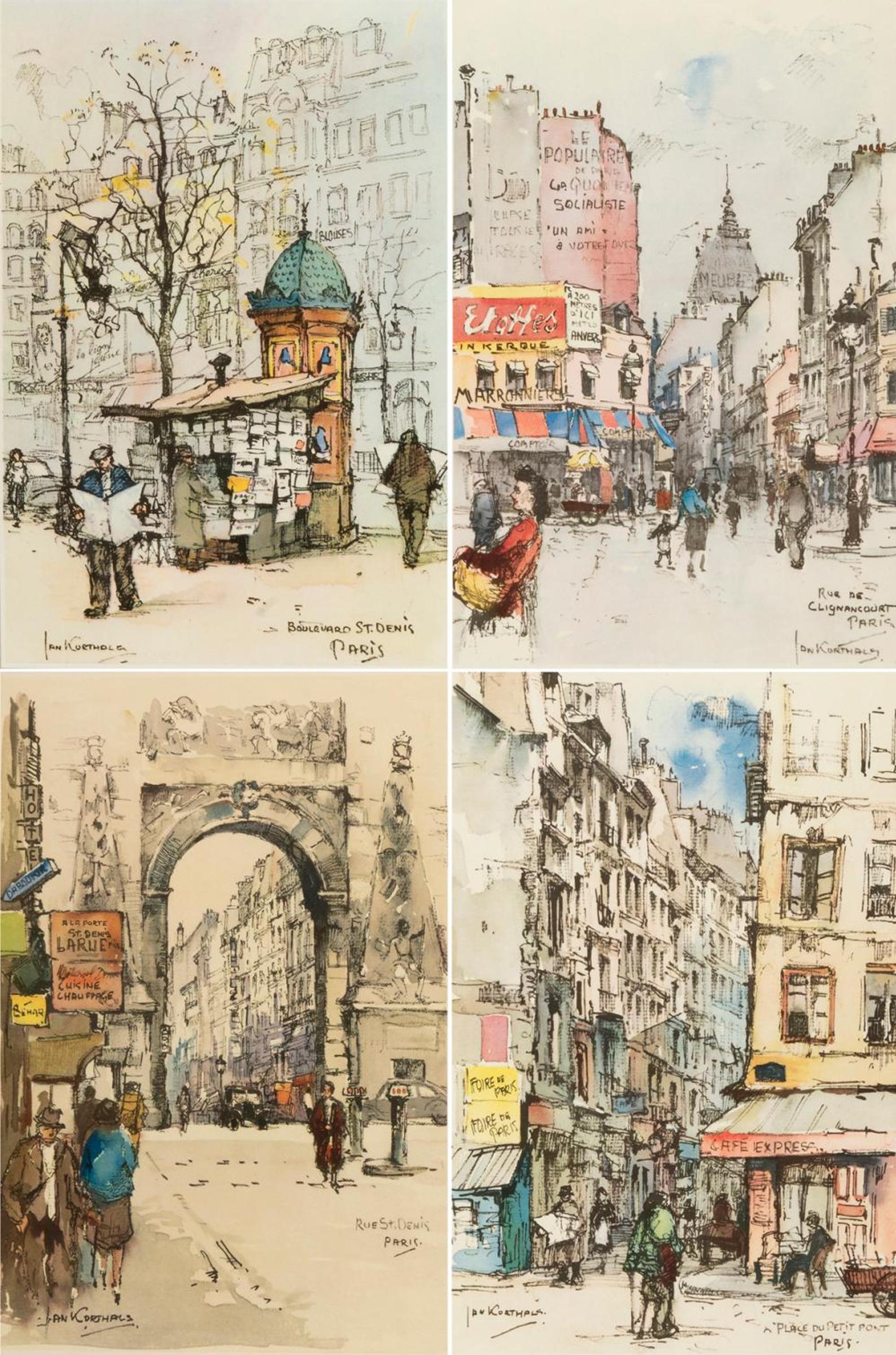 Jan Korthals (1916-1972) - Four Paris Scenes