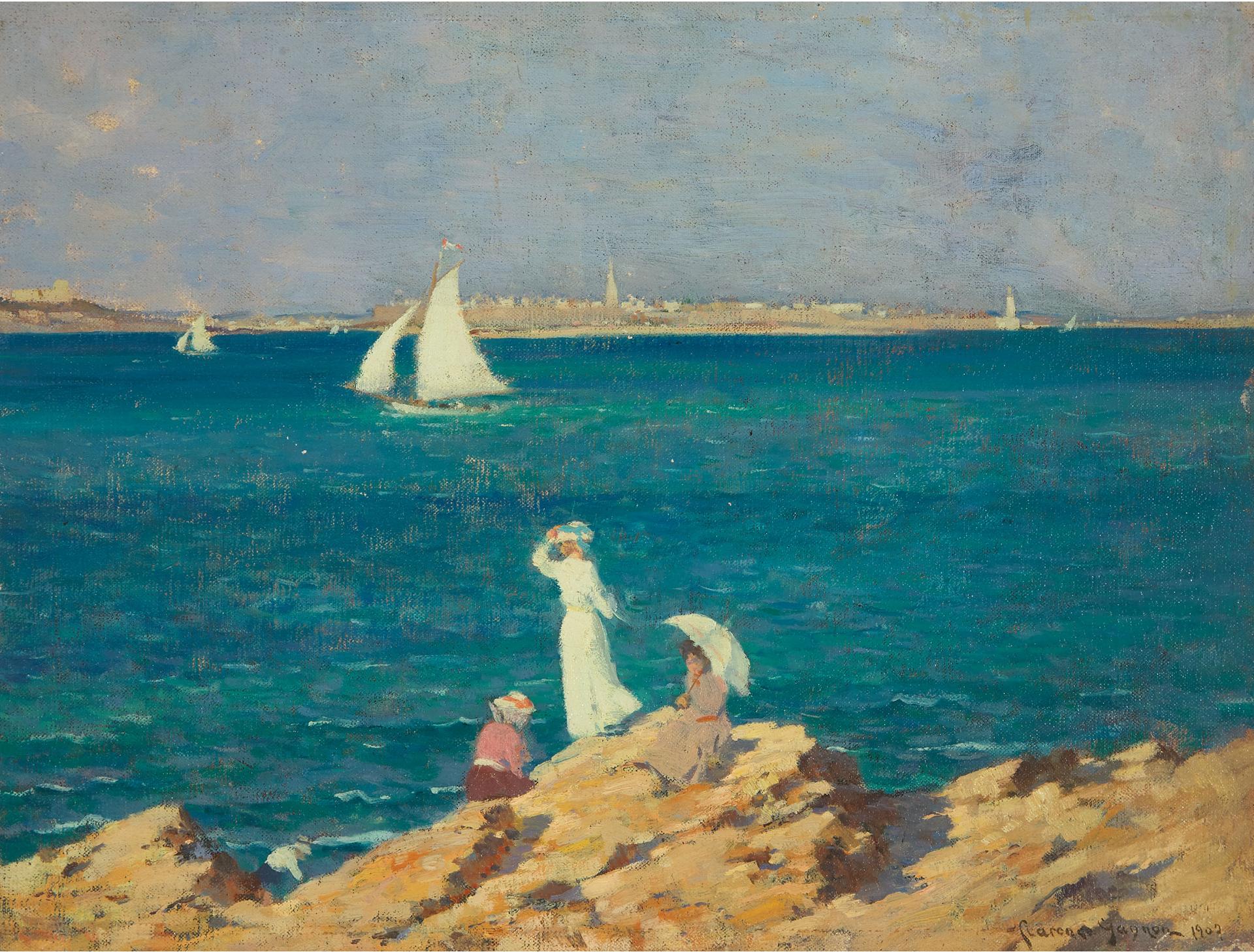 Clarence Alphonse Gagnon (1881-1942) - Beach Scene, St. Malo, 1907