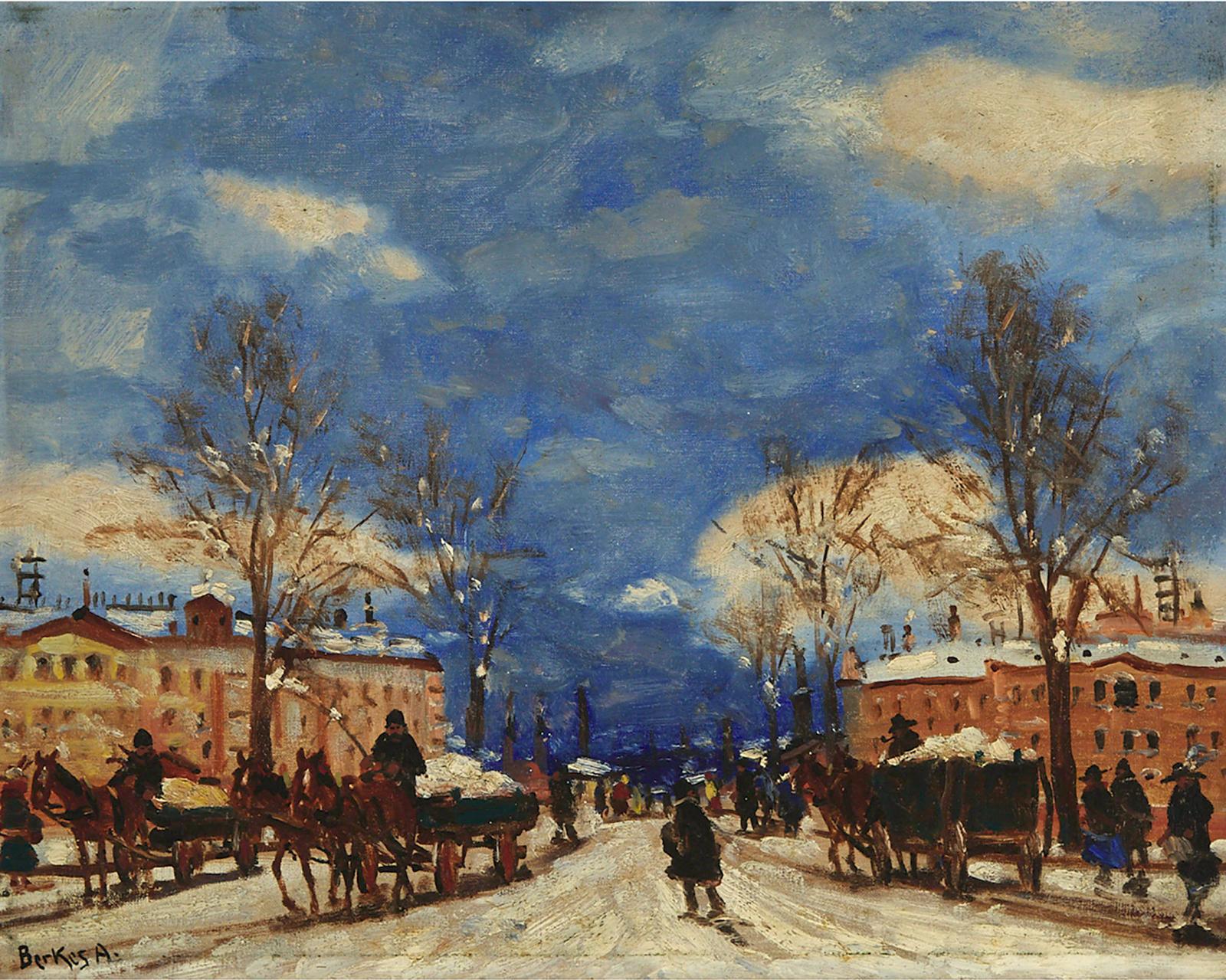 Antal Berkes (1874-1938) - Snow Removal On The Streets Of Budapest