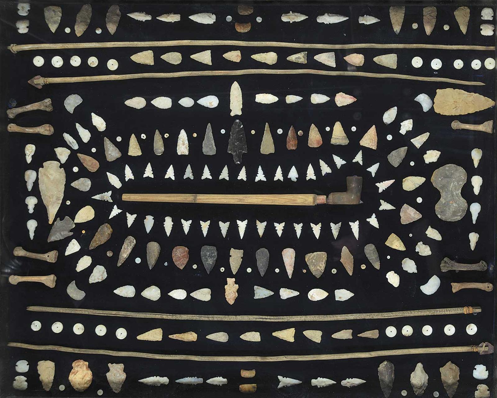 First Nations Basket School - Collection of Arrowheads, Arrows, Buttons and Pipe
