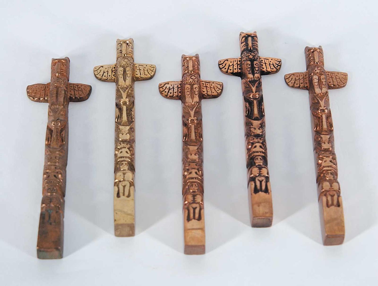 West Coast School - Untitled - Lot of Five Totem Poles