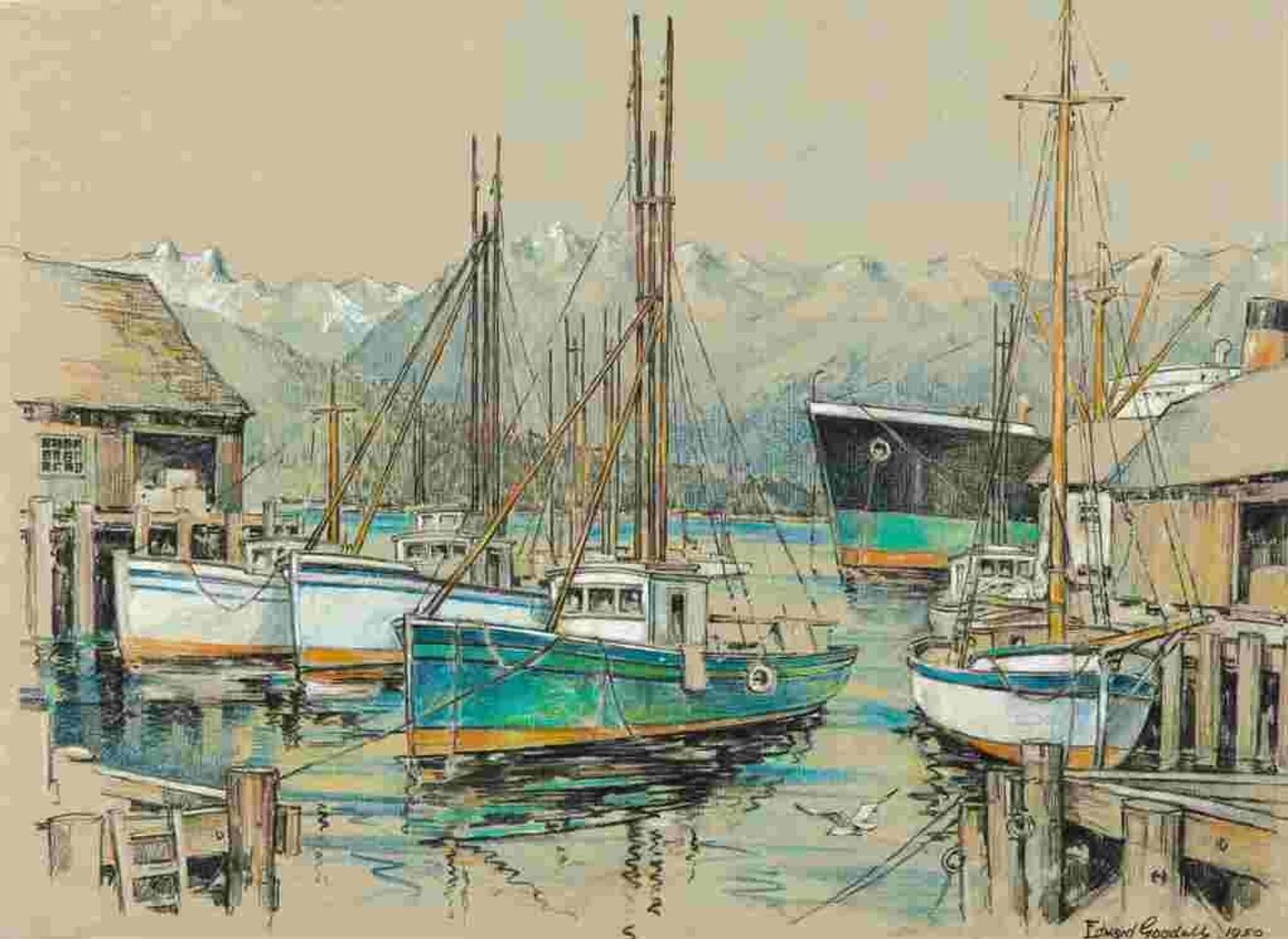 Edward Goodall (1909-1982) - Vancouver Harbour (1950)