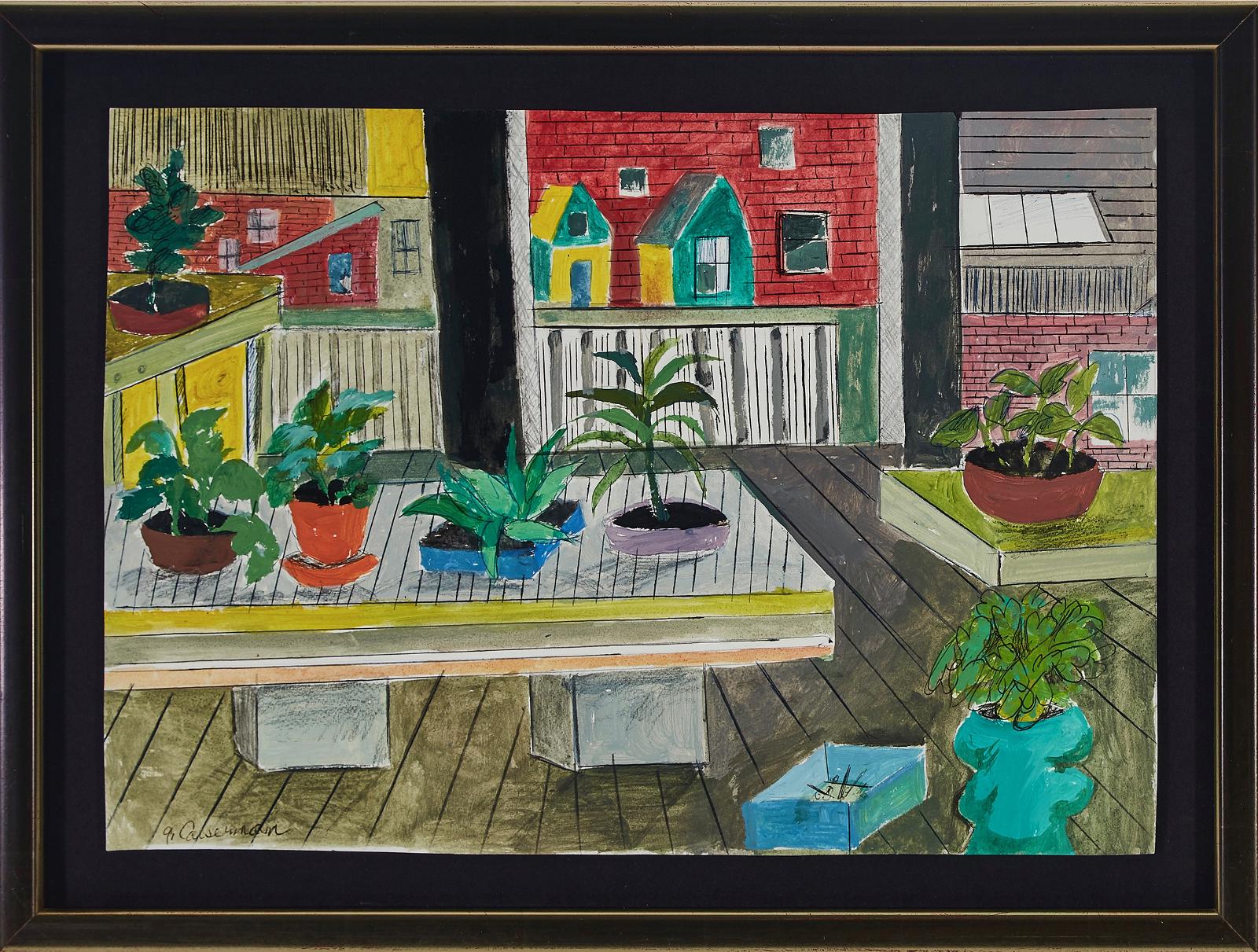 Ghitta Caiserman-Roth (1923-2005) - Untitled (Window View With Flower Pots)