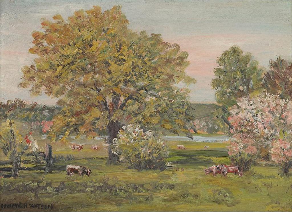 Homer Ransford Watson (1855-1936) - Elm Trees And Blossoms, Grand River, Near Doon