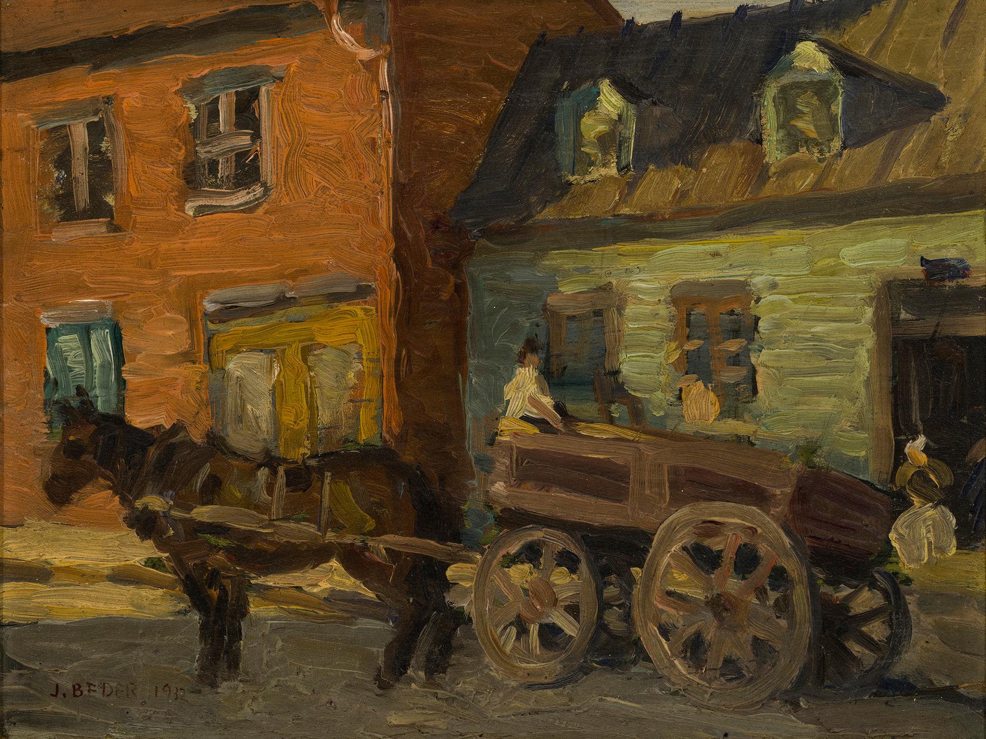 Jack Beder (1910-1987) - Peddlers Cart in Old Montreal, 1932