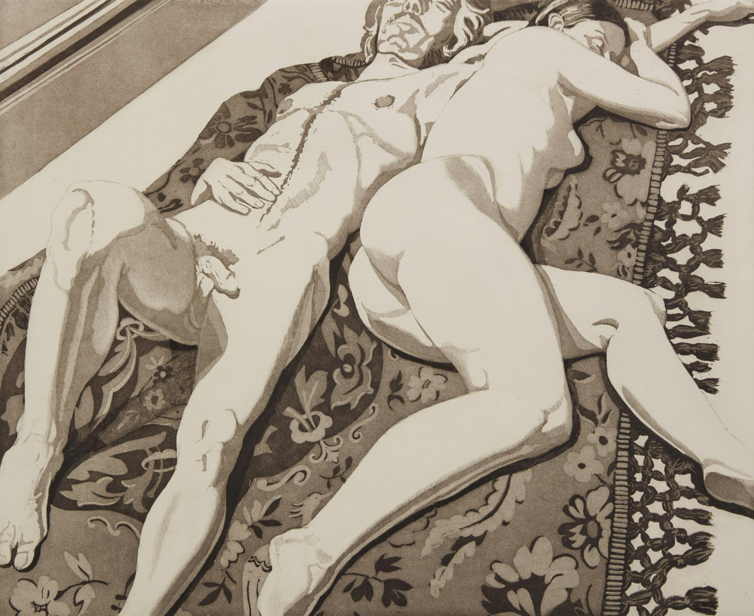 Philip Pearlstein (1924-2022) - Male and Female Nudes on a Spanish Rug