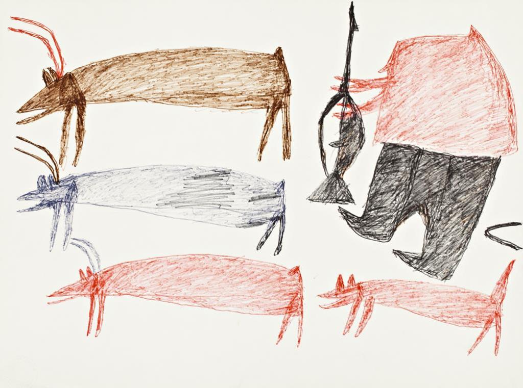Parr (1893-1969) - Untitled (Hunter, Dog and Caribou), C. 1967