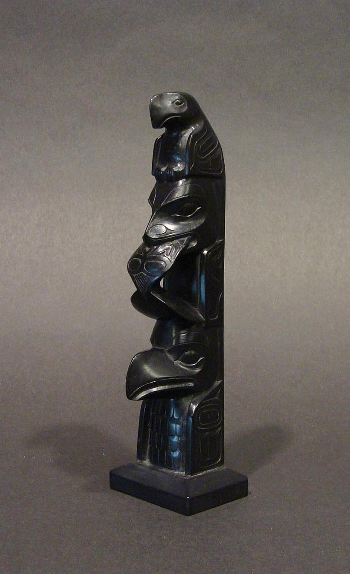 Robert Charles Davidson (1923) - a hand carved argillite pole Eagle