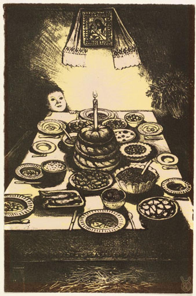 William Kurelek (1927-1977) - Ukrainian Christmas Eve Feast