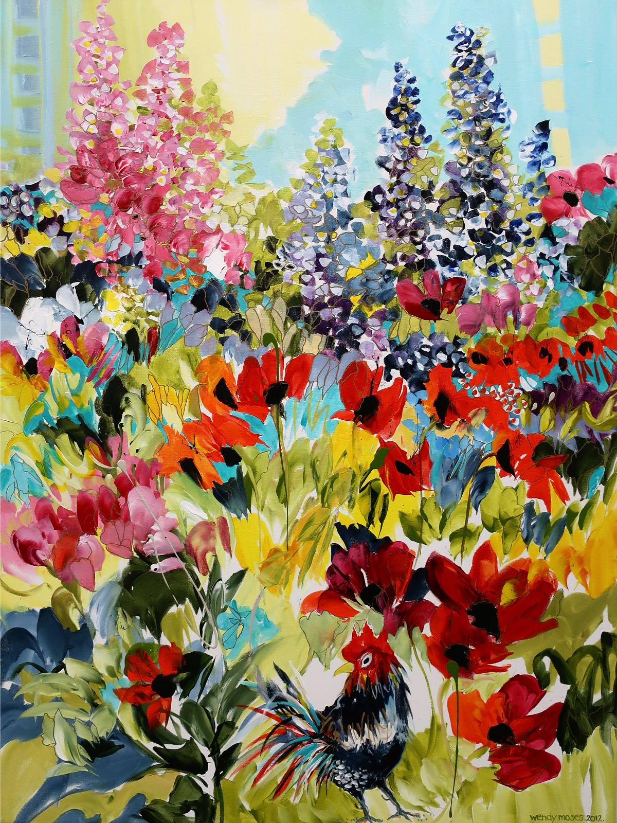 Wendy Moses - Untitled (Spring Flowers With Rooster)
