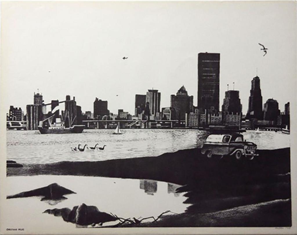 Christiane Pflug (1936-1972) - Untitled (City Skyline With Boat And Truck)