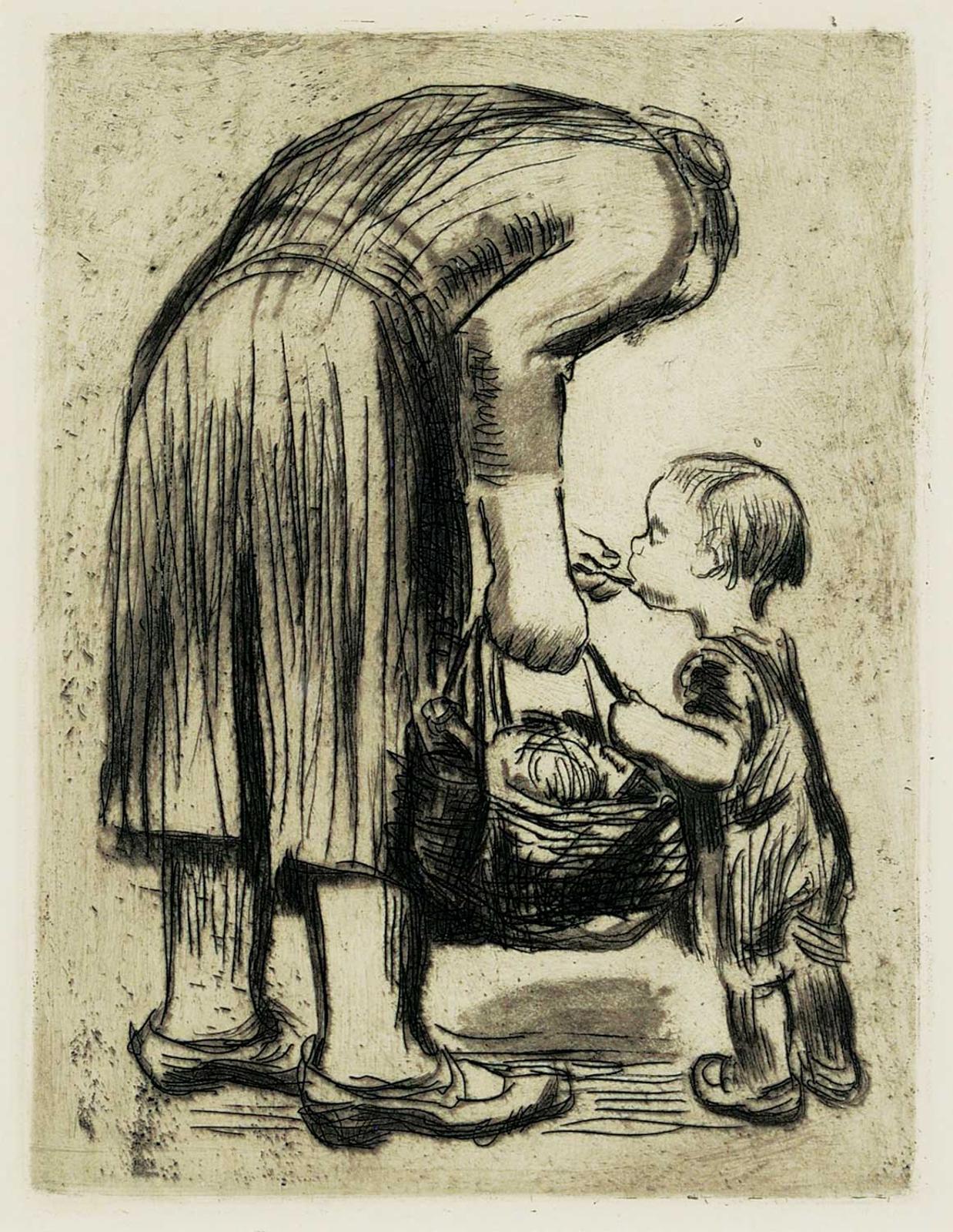 Kathe Kollwitz (1867-1945) - Stehende Mutter, ihr Bublein futternd [Mother Feeding her Baby]