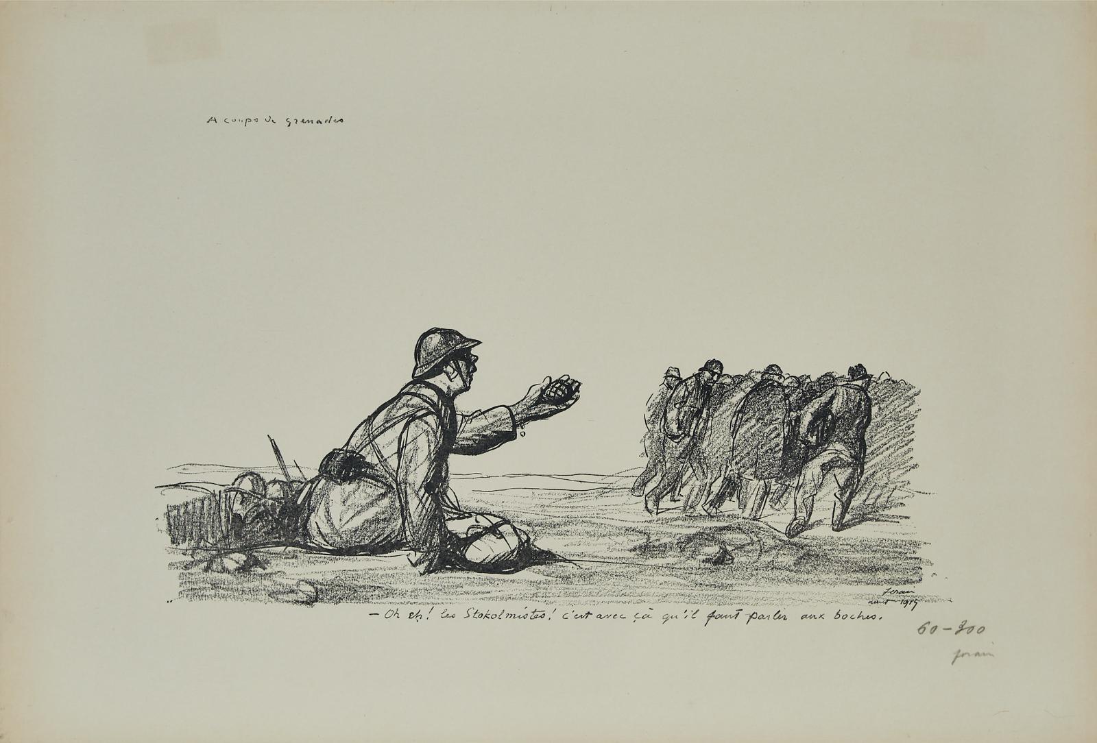 Jean-Louis Forain (1852-1931) - A Coups De Grenades - Oh Eh! Les Stokolmistes! C'est Avec Ça Qu'il Faut Parler Aux Boches, August 1917 [fonds Français, 378]