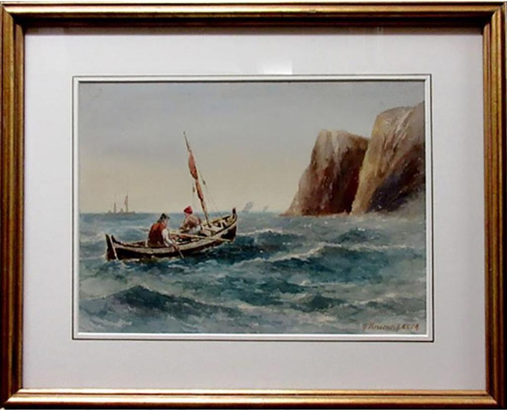George Robert Bruenech (1851-1916) - Fishermen In Rough Waters