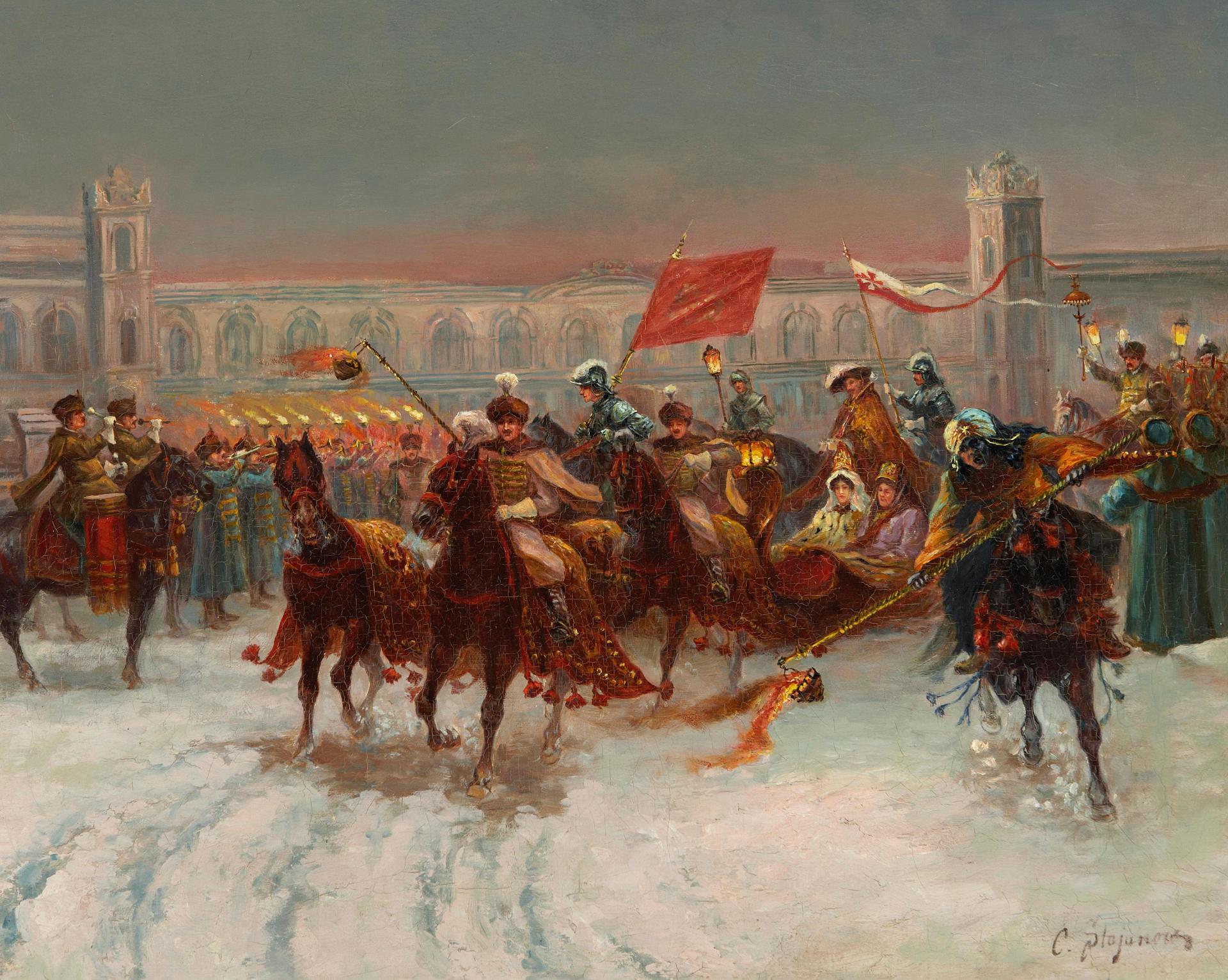 K. Stoyanov - Boyar's nighttime wedding procession, winter
