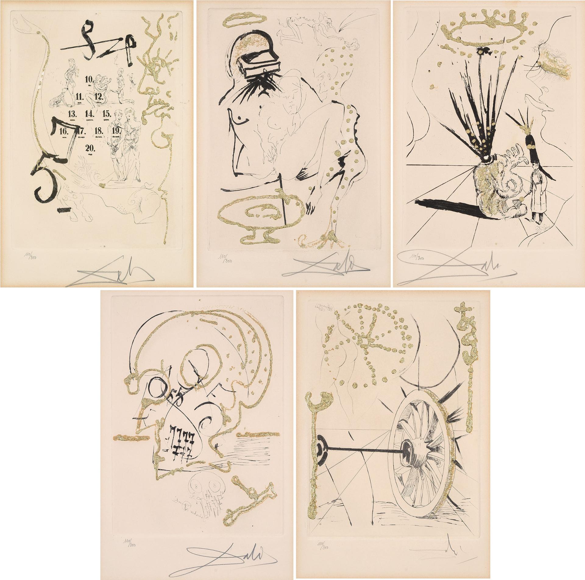 Salvador Dalí (1904-1989) - Five Works From Les Amours Jaunes, 1974 [field, 74-15 (E; F; H; I; J)]