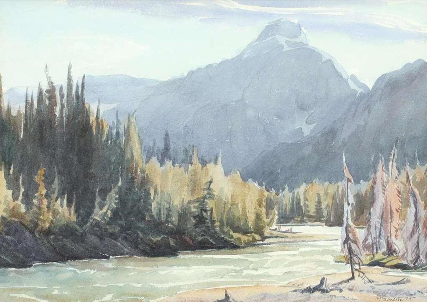 Margaret Dorothy Shelton (1915-1984) - Mt. Saskatchewan, From The North Sask. River; 1975