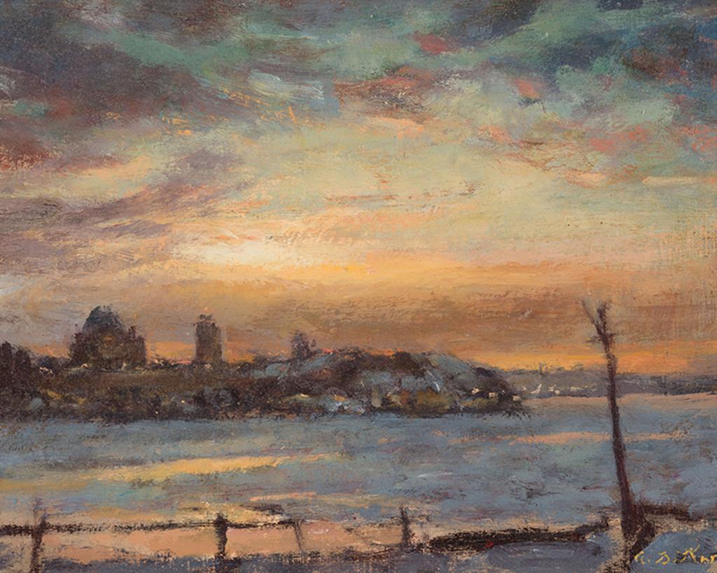 Antoine Bittar (1957) - January Sunset, Quebec City View