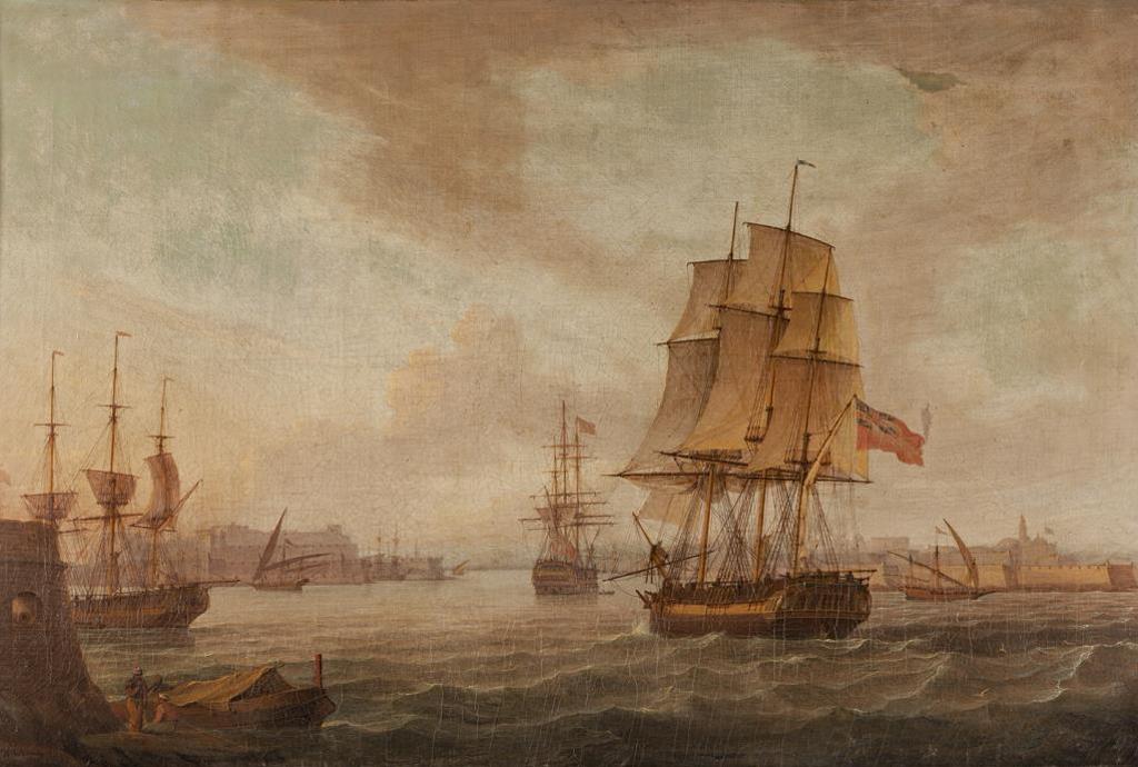 Thomas Whitcombe (1752-1824) - Frigates Entering Port, Malta