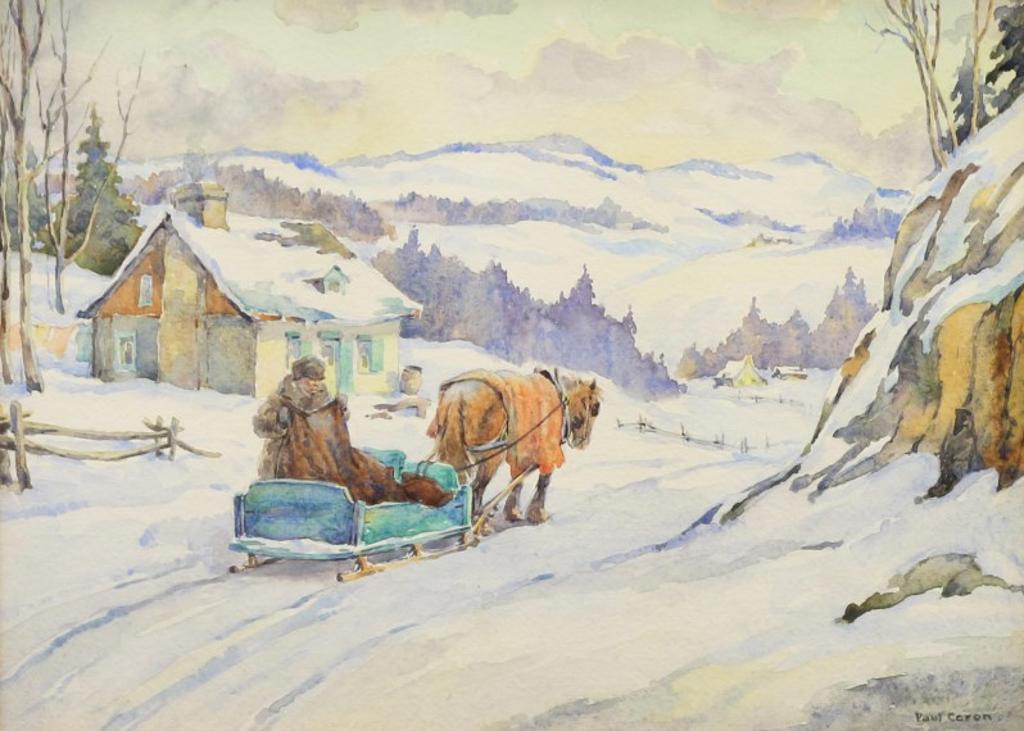 Paul Archibald Octave Caron (1874-1941) - Winter In The Laurentians (Preparing The Sleigh)