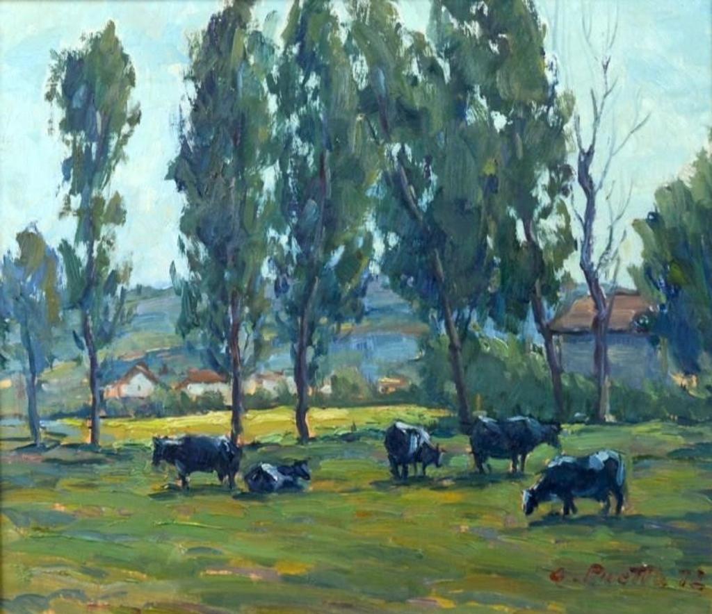 Giuseppe Pivetta (1938) - Landscape with cows