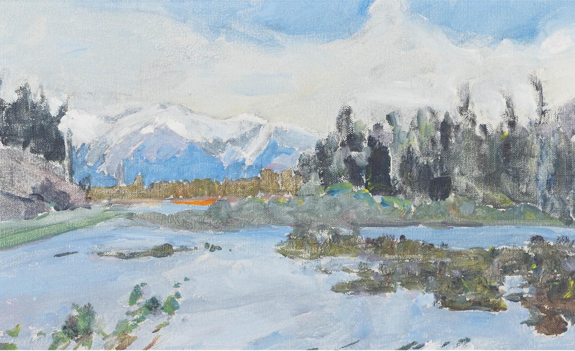 Dorothy Elsie Knowles (1927-2001) - Solitude - Fairholm Range With Vermillion Lake In Foreground, 1982