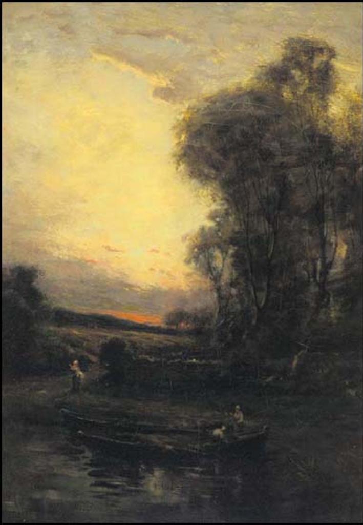 John A. Hammond (1843-1939) - Gathering Reeds at Dusk