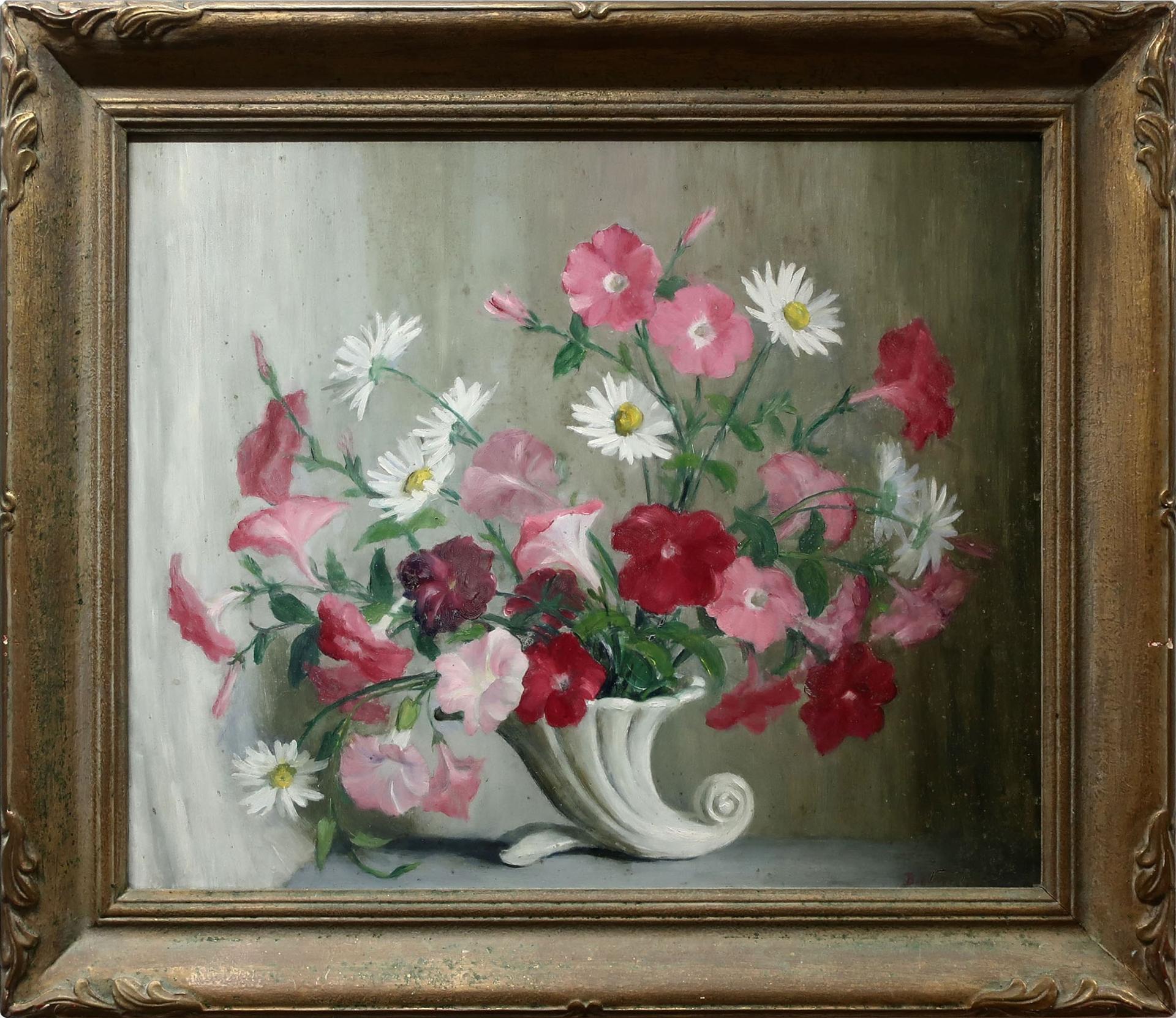 Beatrice Hagarty Robertson (1879-1962) - Mixed Flowers In A Cornucopia Vase