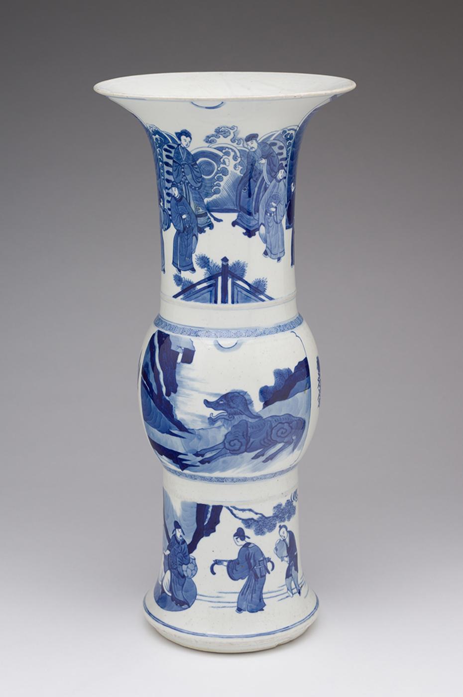 Chinese Art - A Chinese Blue and White 'Figural' Yenyen Vase, 19th Century