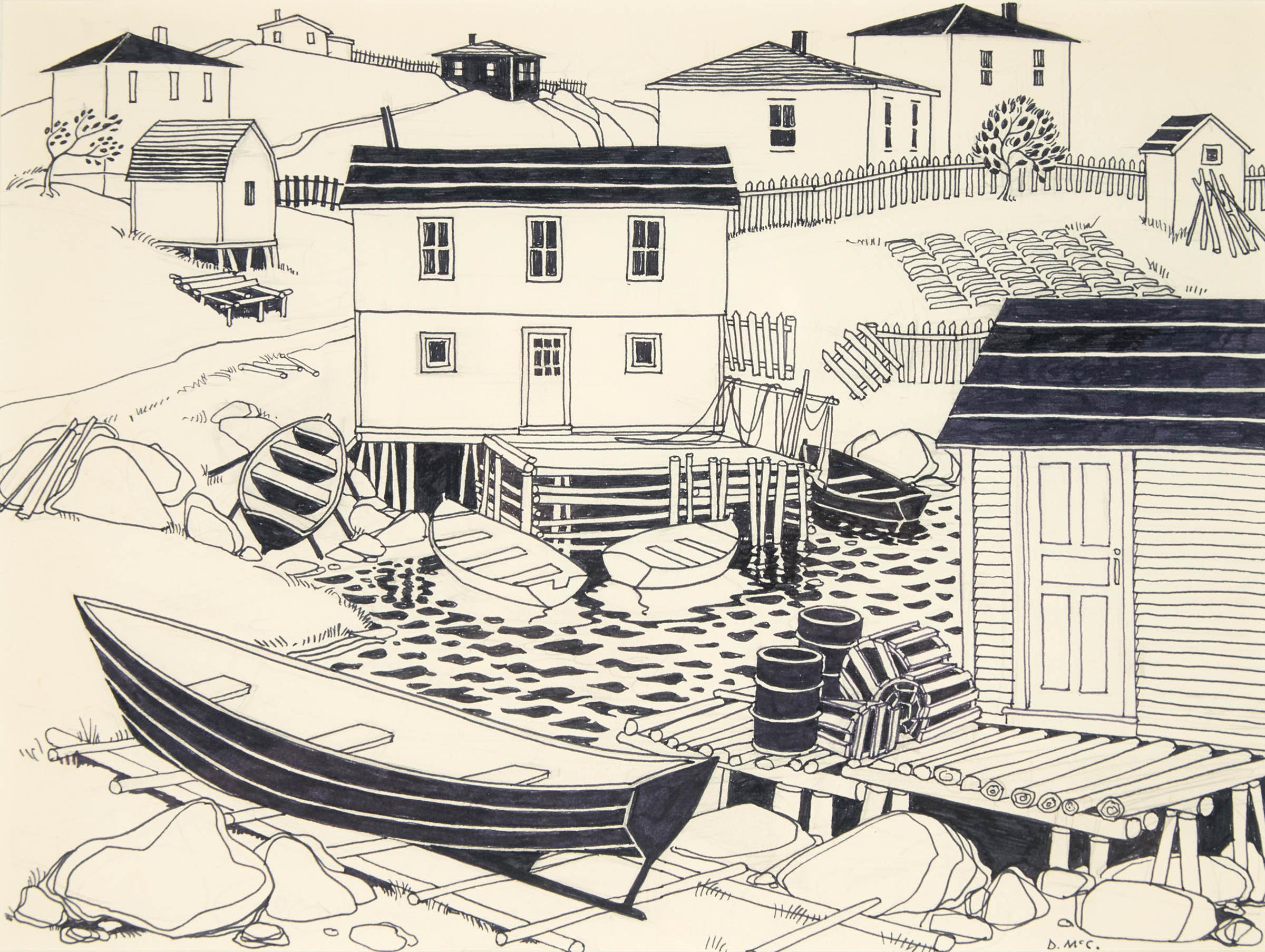 Doris Jean McCarthy (1910-2010) - Newfoundland Village, Ca. 1980