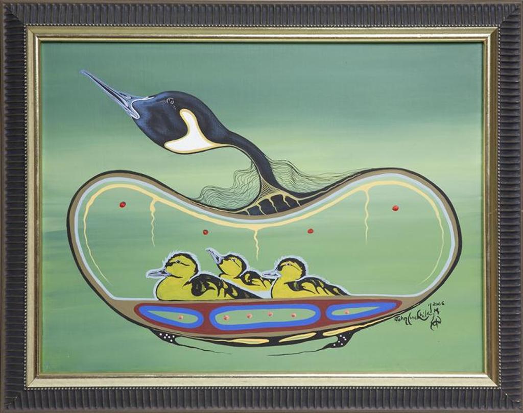 John Lonechild (1962-2020) - Untitled - Loon with Young