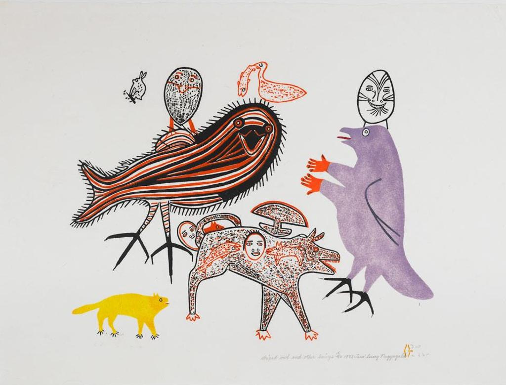 Marion Tuu'luq (1910-2002) - Striped Owl And Other Beings