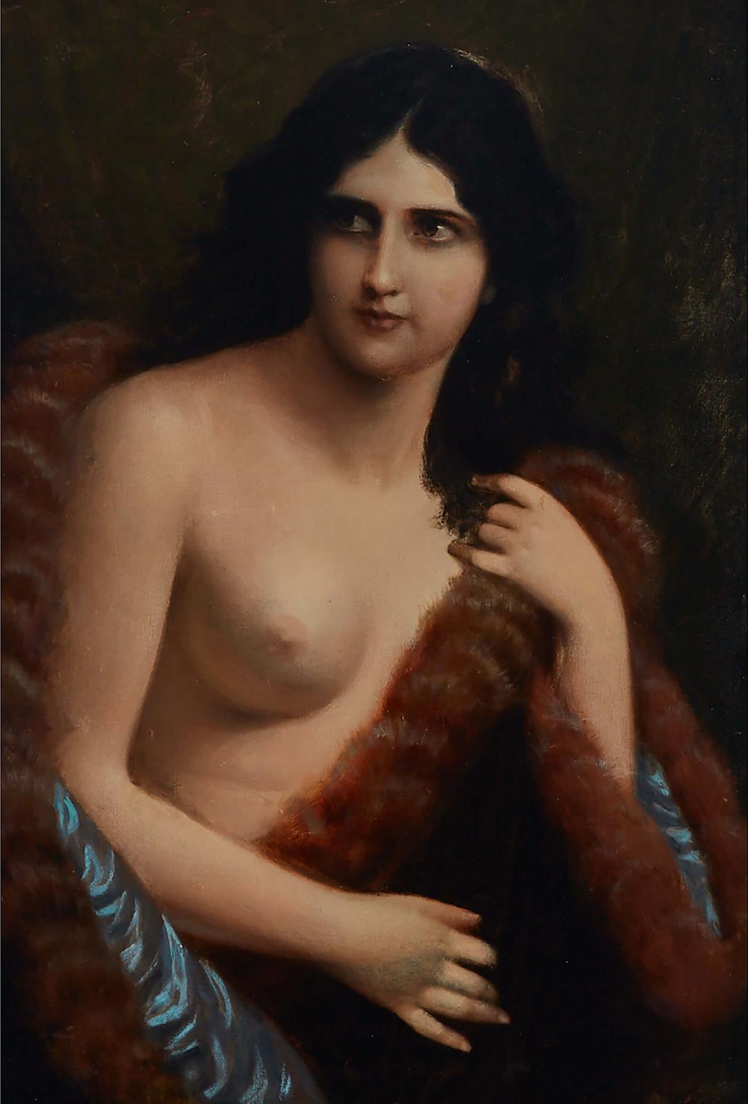 John (Jeno) Friedlinger (1890-1958) - A Sultry Nude In A Fur Cape