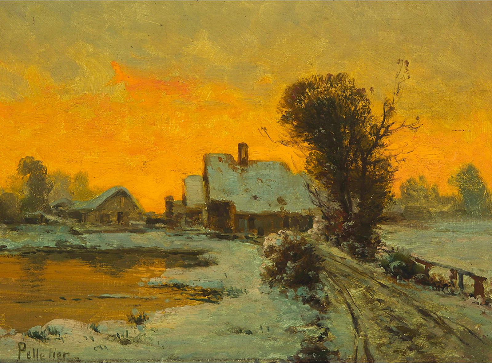 Antoine Bouvard (1870-1956) - Houses On Frozen Pond