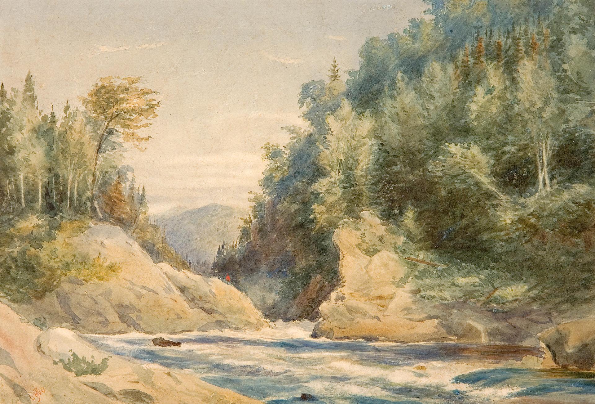 Charles Jones (C. J.) Way (1834-1919) - Port Neuf Rapids, and another, possibly the Chaudiere Falls, a pair