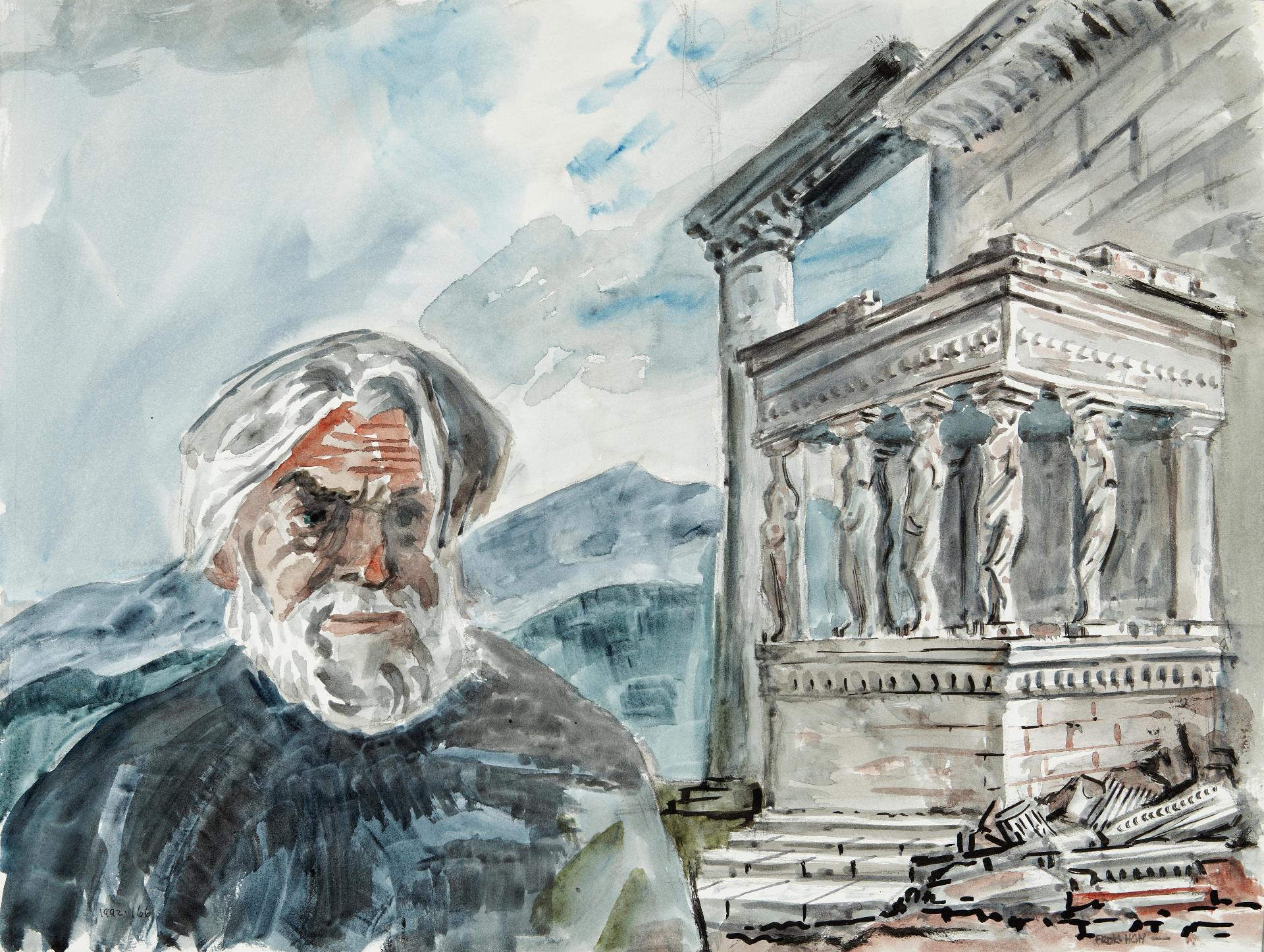 Frederick Hagan (1918-2003) - Greece, Athens, Scene on the Acropolis, Caryatids