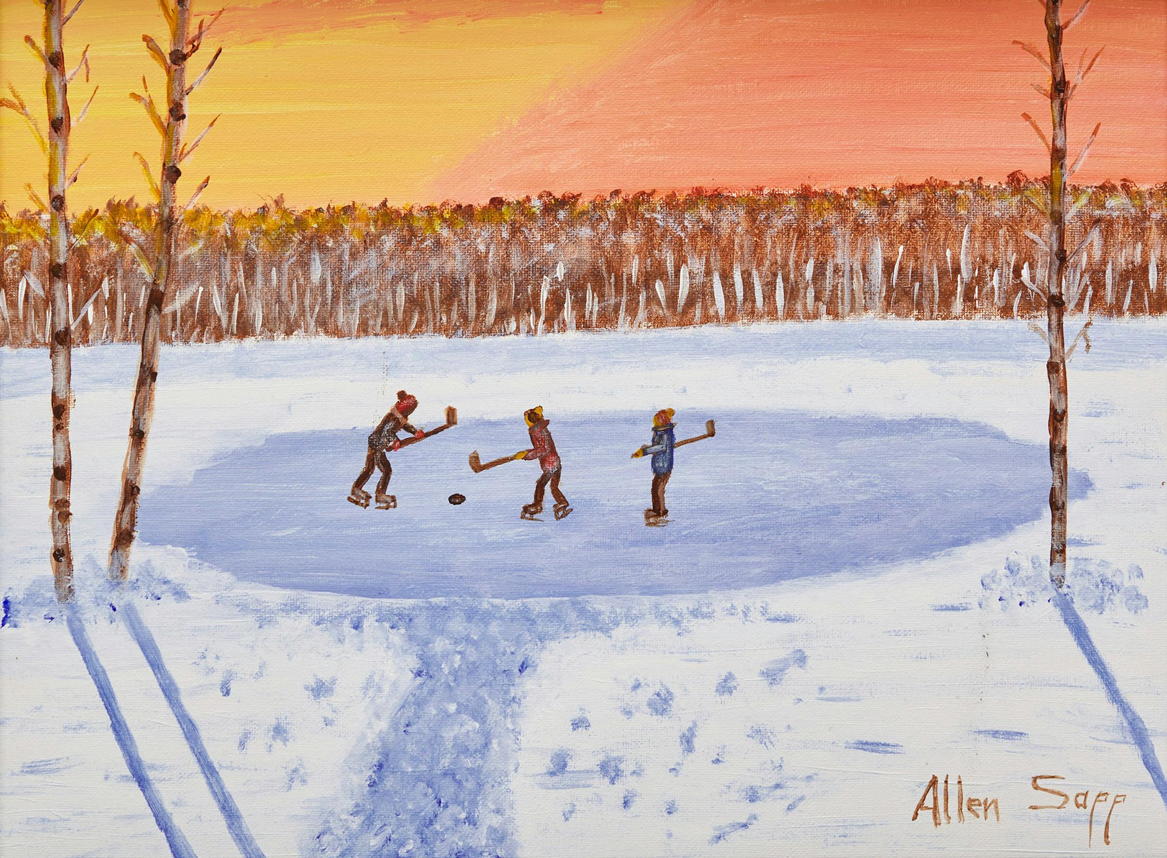 Allen Fredrick Sapp (1929-2015) - Hockey at Sunset